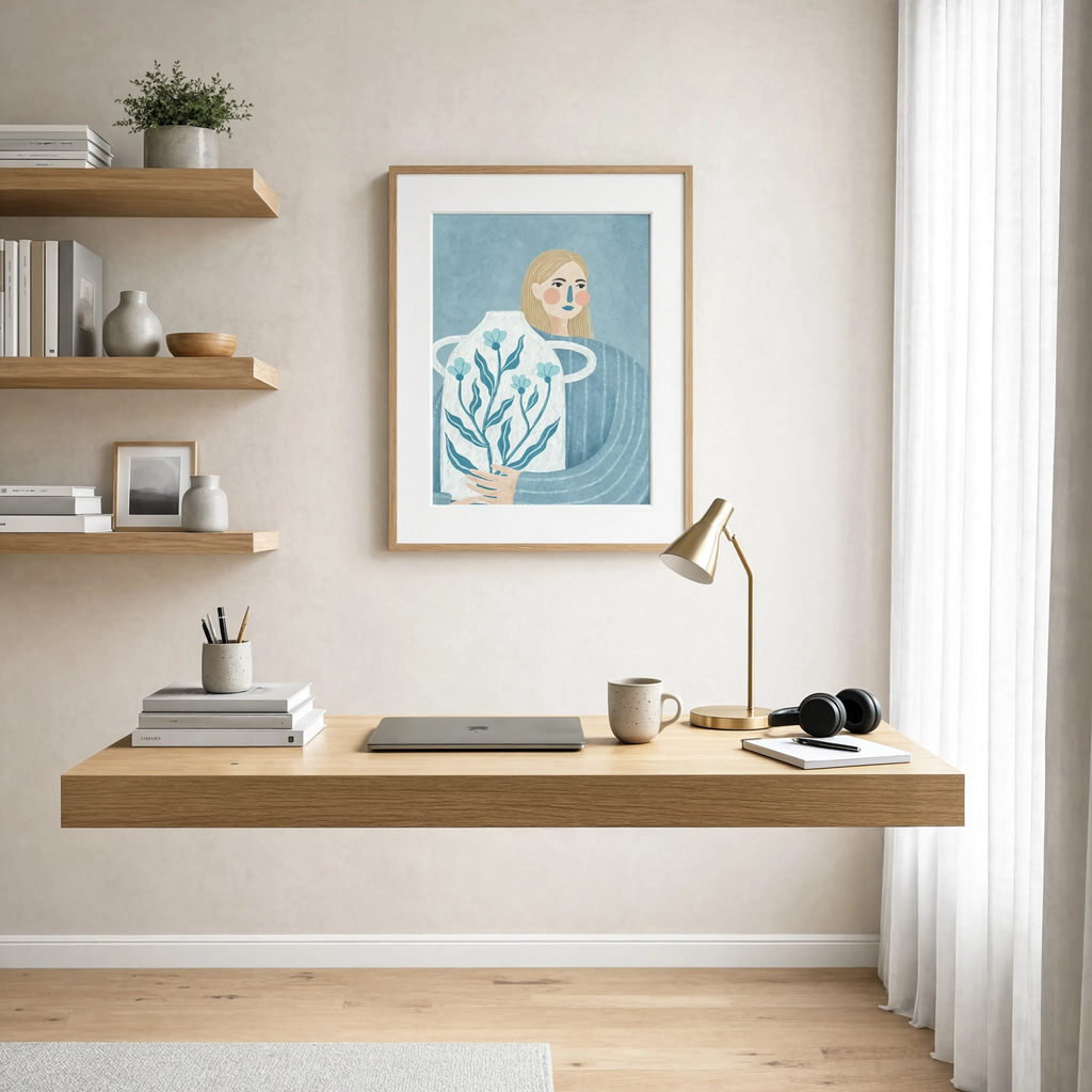 Dusty Blue Vase Print | Contemporary Still Life Wall Art