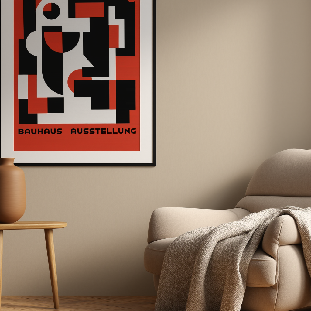Bauhaus Ausstellung Dark Red – Modernist Abstract Art Print