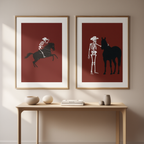 Set of 2 Cowboy Skeleton Prints – Western-Inspired Gothic Illustration - Hakyarts