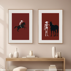 Set of 2 Cowboy Skeleton Prints – Western-Inspired Gothic Illustration - Hakyarts