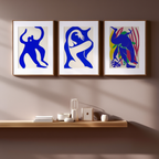 Acrobate Blue – Set of 3 Modern Figurative Art Prints - Hakyarts