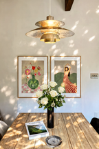 Set of 2 | Chequered Pink Floral & Standing Figurative Portrait | Contemporary Wall Art |