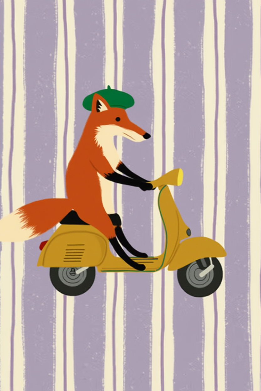 Scooter Fox – Lavender Stripes – Minimalist Wall Art Print