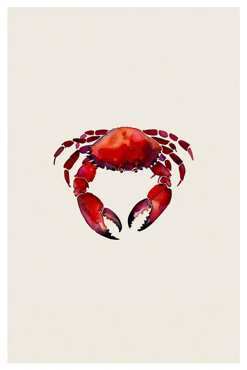 Illustrated Crab Watercolour Print