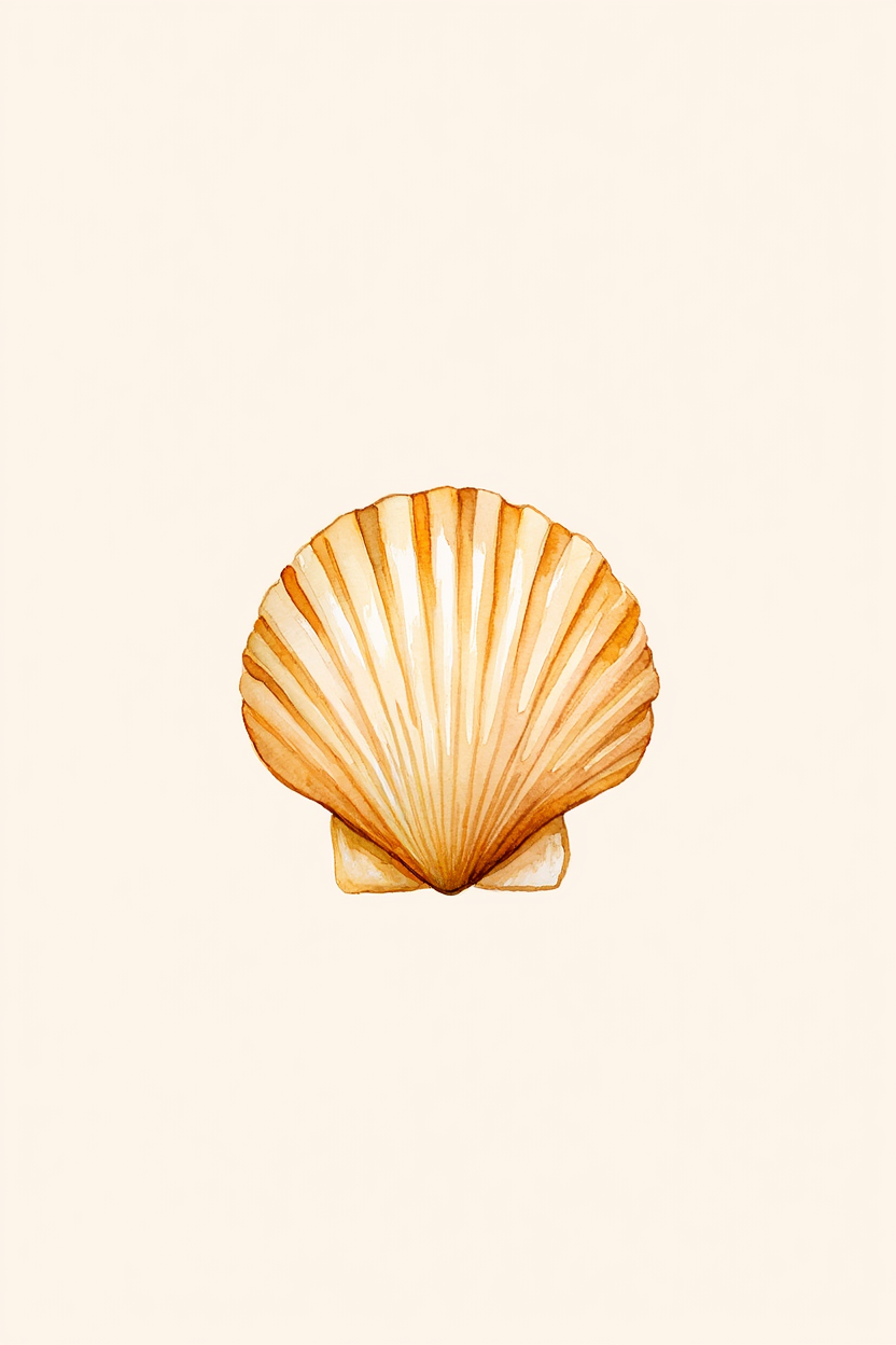 Seashell Watercolour Illustrated Print