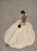 Seated Figure in Cream | Contemporary Figurative Wall Art Print