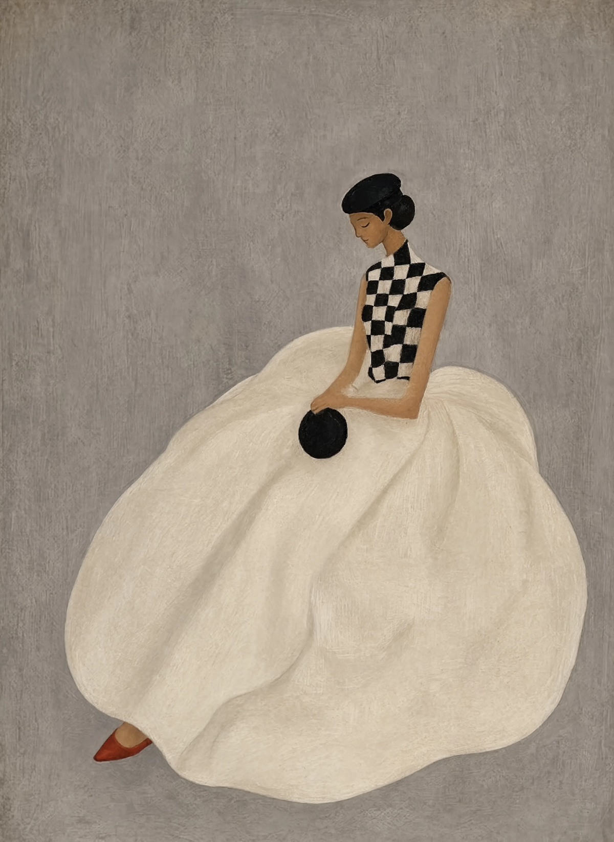 Seated Figure in Cream | Contemporary Figurative Wall Art Print