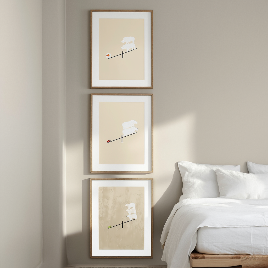 Set of 3 Rhinos, Bears & Hippos Prints