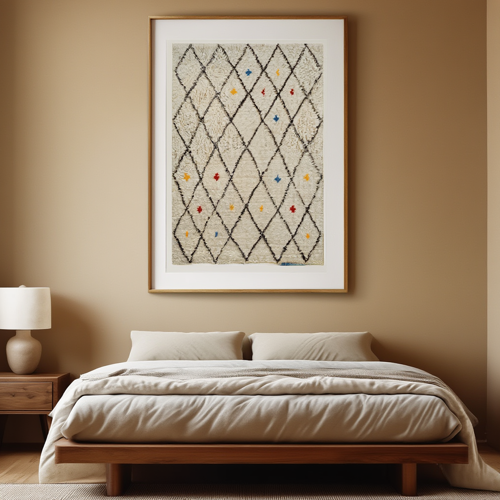 Berber Print – Diamond Lattice | Geometric Berber Rug-Inspired Art Print