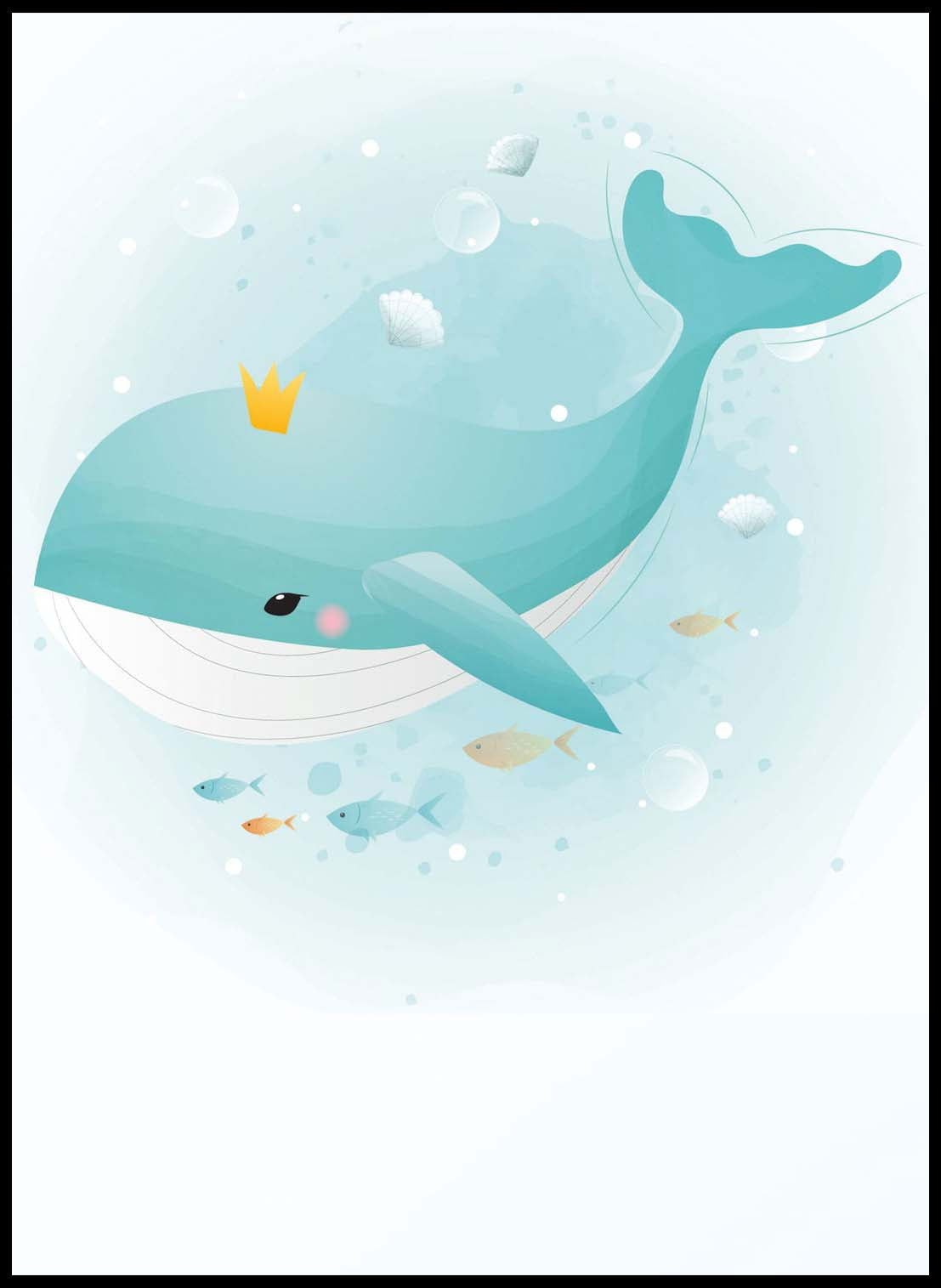 Set of 3 Happy Blue Whale