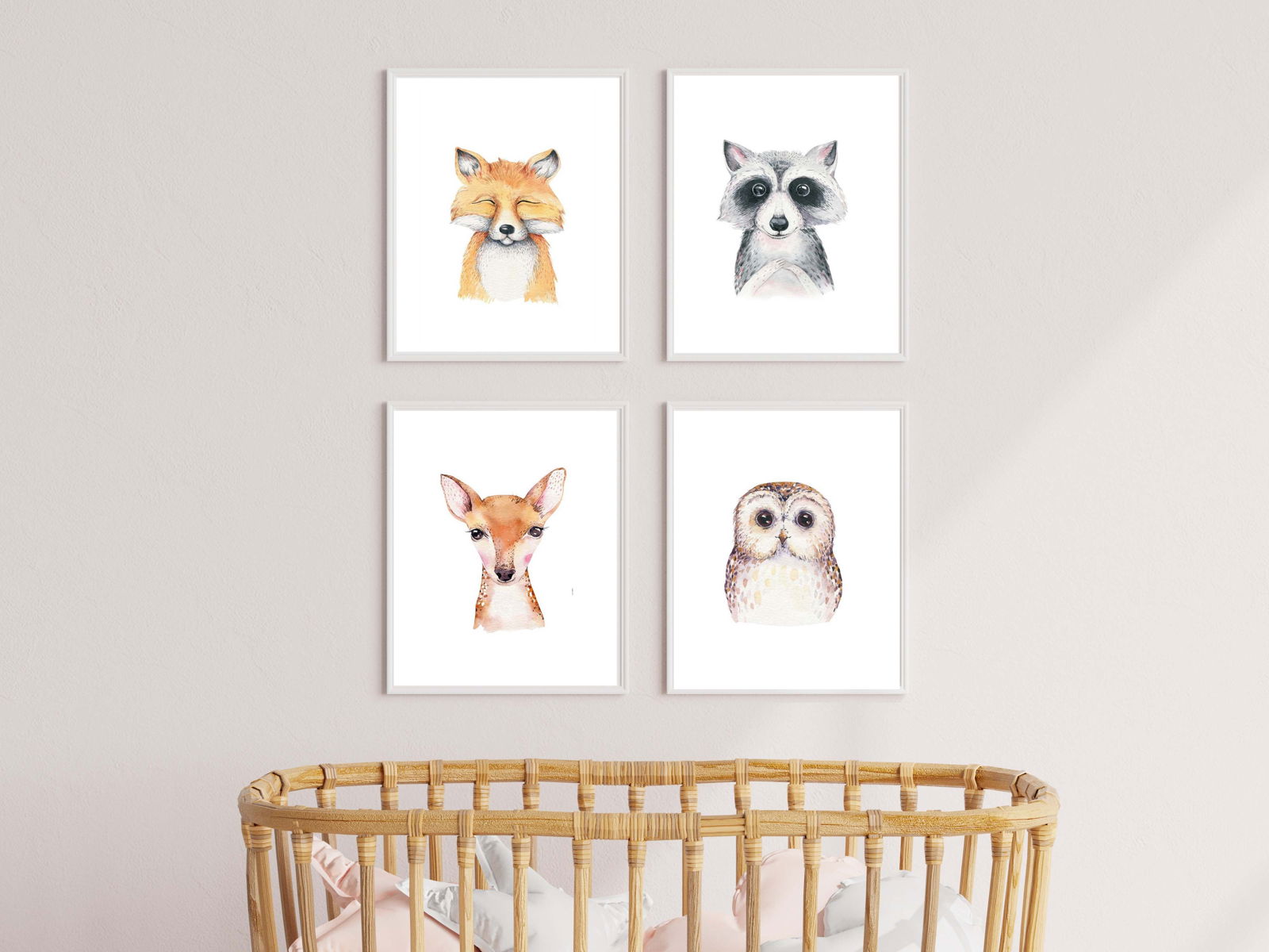 Set of 4 Woodland Animals Poster