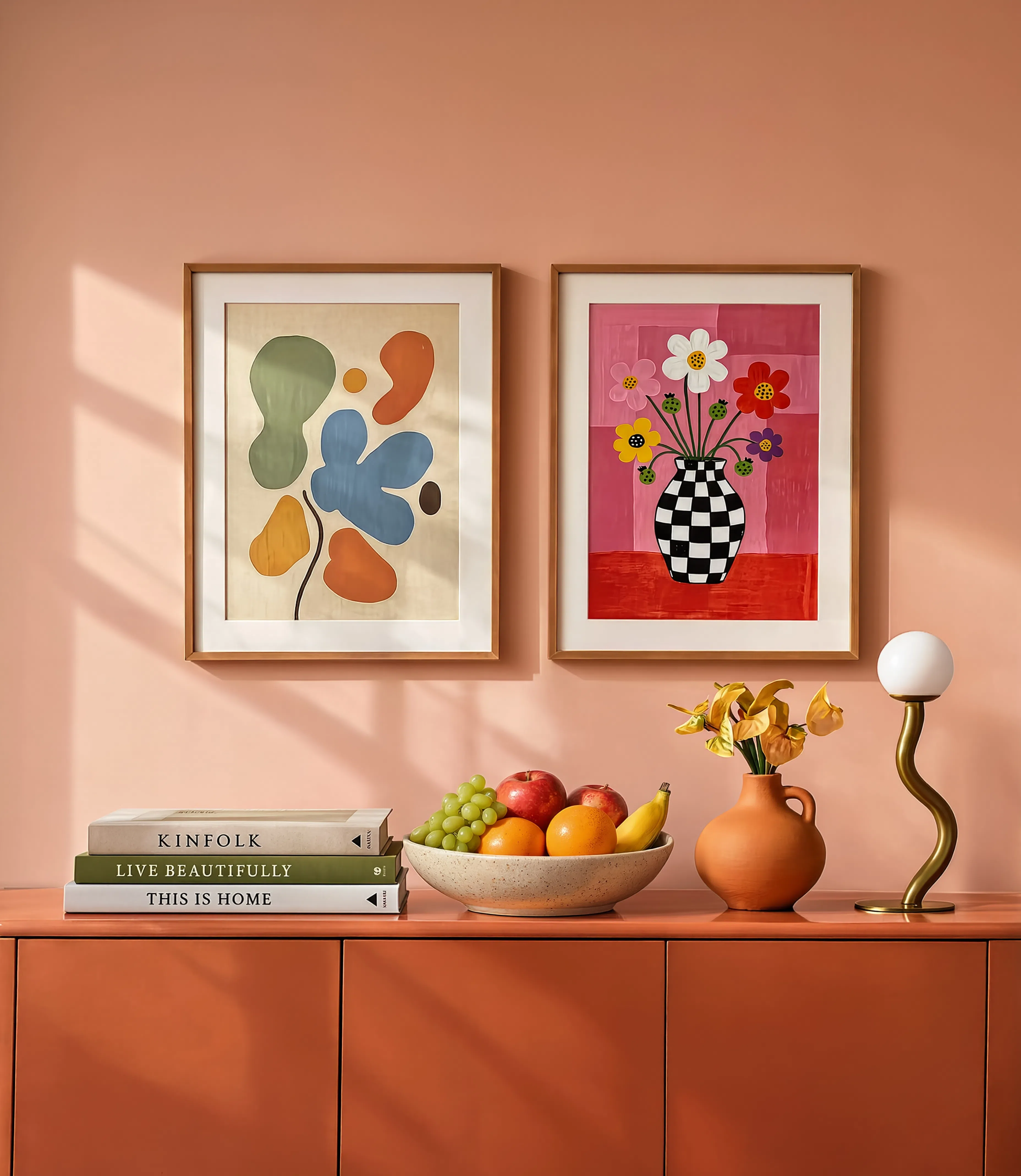 Set of 2 Painterly Florals & Fuchsia Garden | Contemporary Floral Art Prints