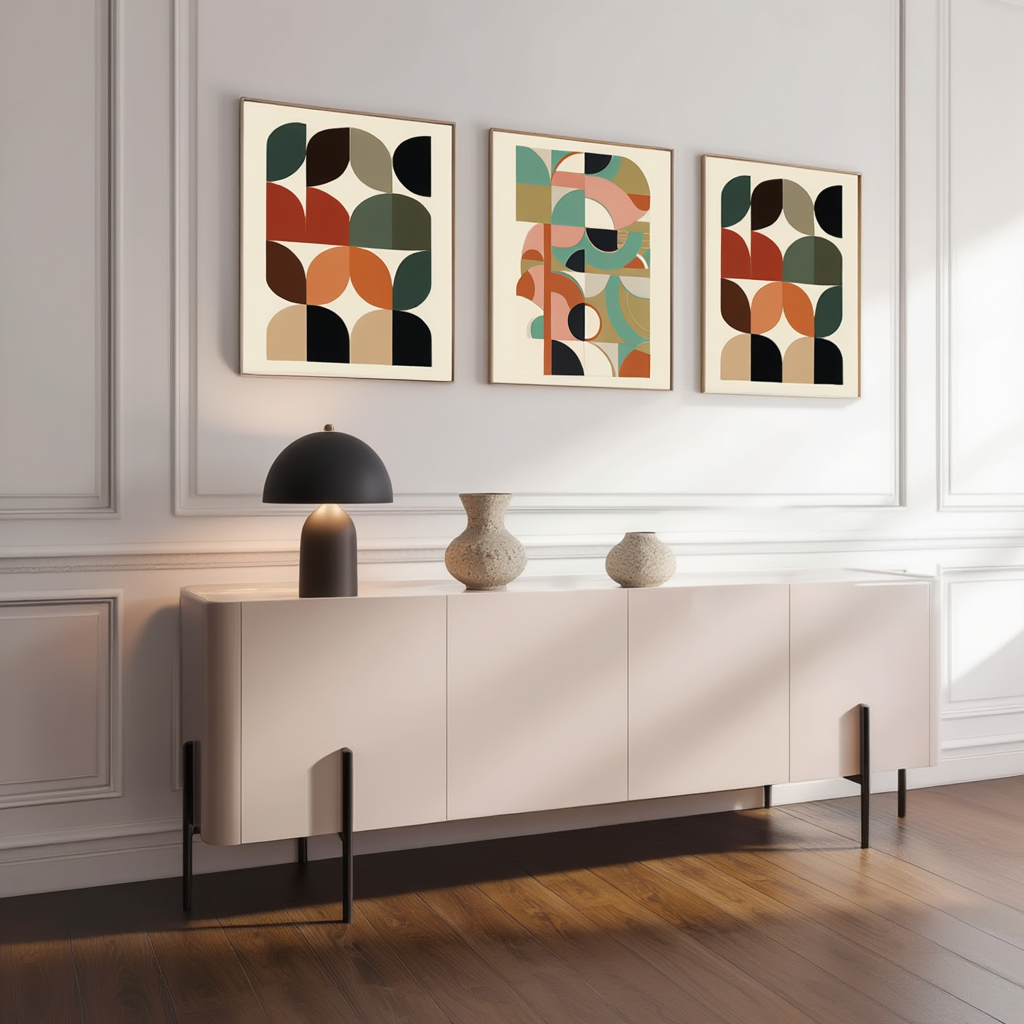 Earthy Tones Trio – Bauhaus Wall Art Set - Hakyarts