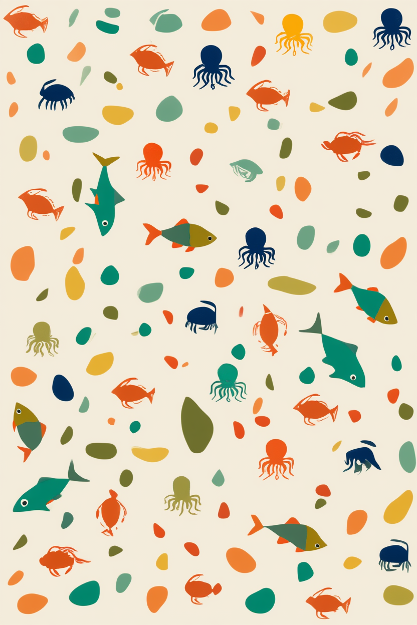 Lisbon Sun Lemon Fish – Living Room Set of 4 Prints - Hakyarts