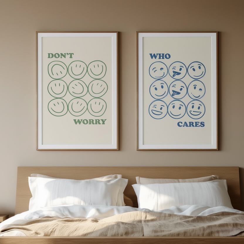 Set of 2 “Don’t Worry, Who Cares?” Funny Prints