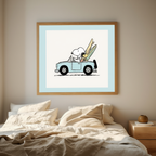 Snoopy Driving Poster – Playful Cartoon Wall Art Print - Hakyarts
