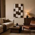 Impasto Grid I | Brown Textured Contemporary Abstract Art Print