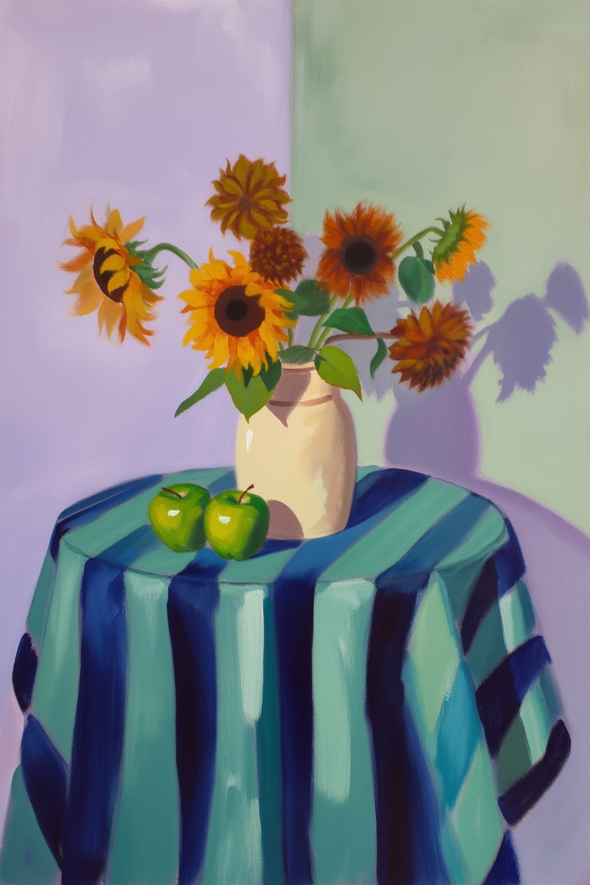 Still Life Flowers – Blue & Teal – Minimalist Wall Art Print