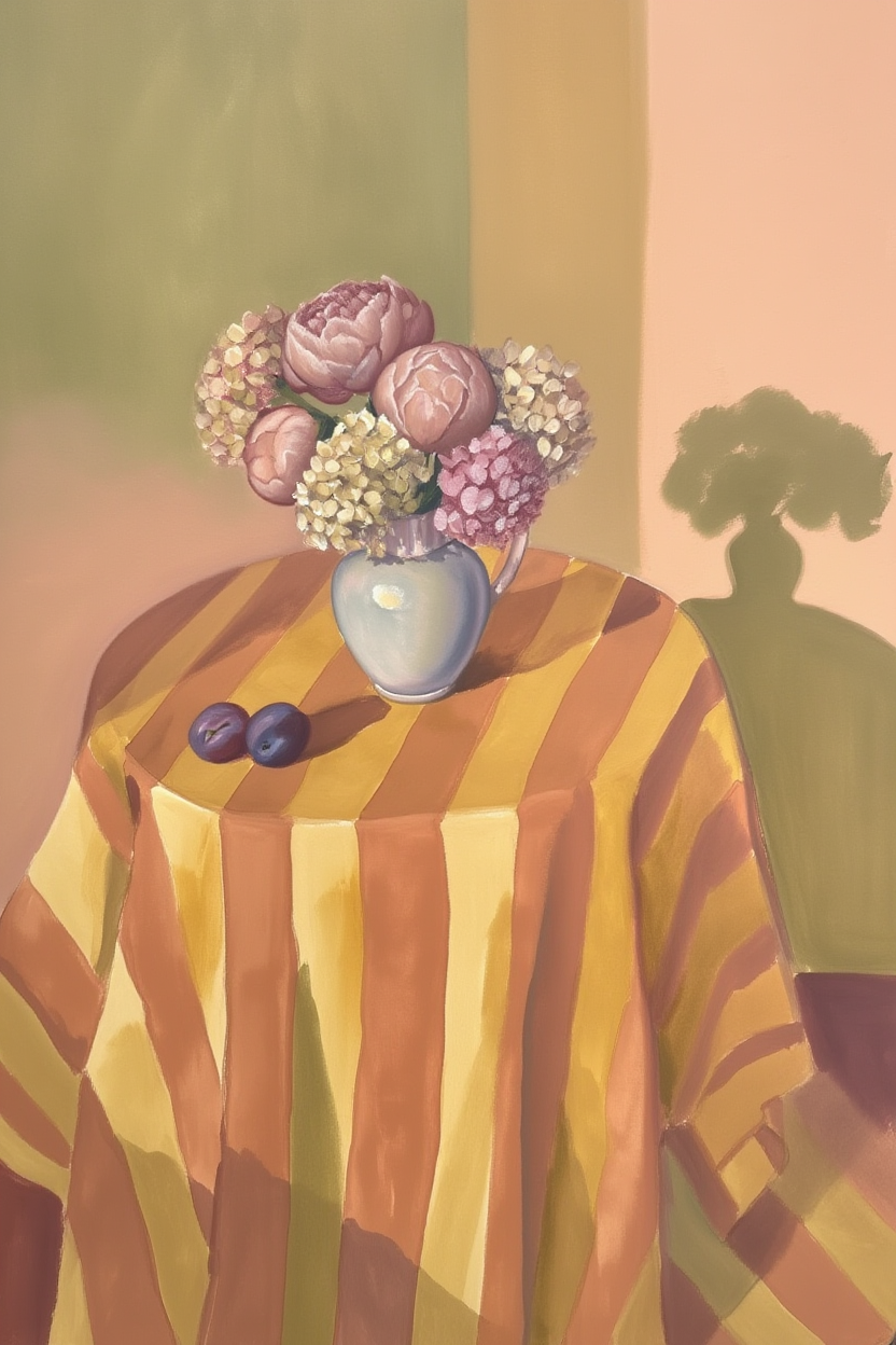 Still Life Flowers – Mustard & Terracotta – Minimalist Wall Art Print