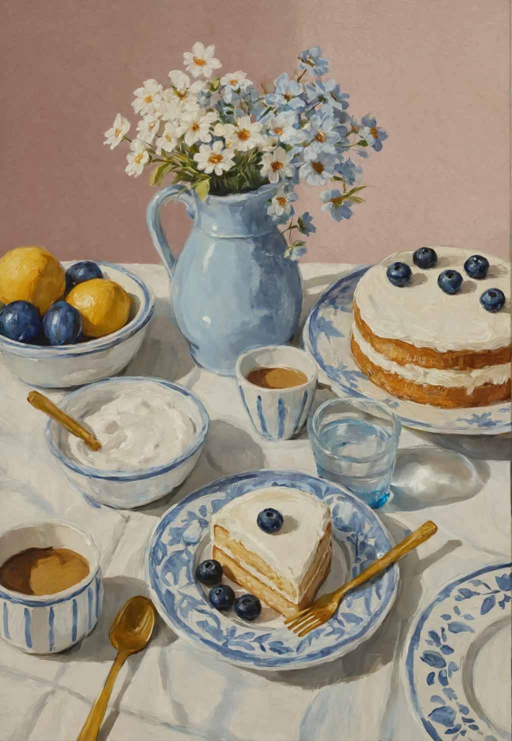 Set of 2 Kitchen Wall Art Prints | Still Life Breakfast Table & Slow Mornings