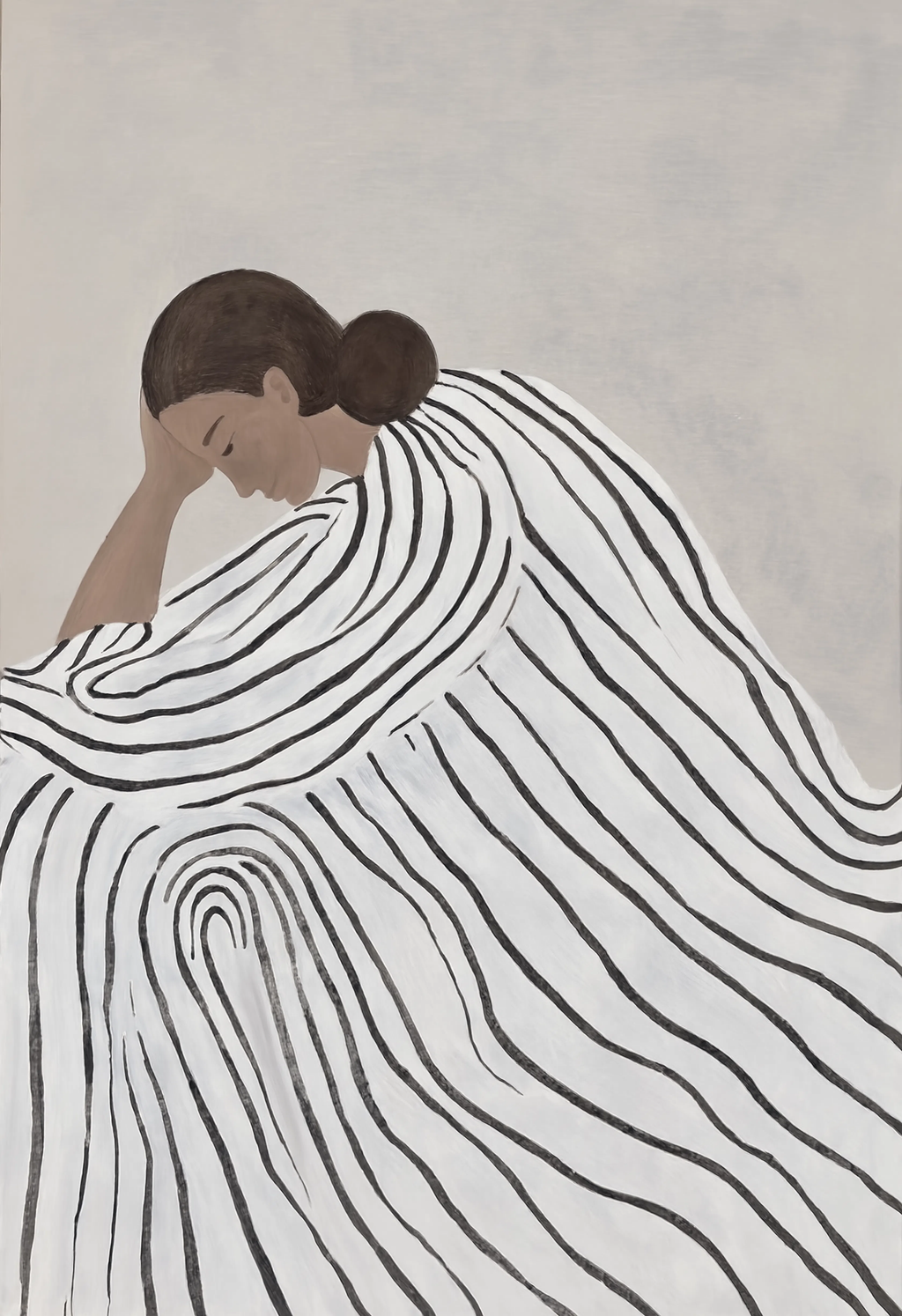 Striped Drapery Figure – New Pose I | Contemporary Figurative Wall Art