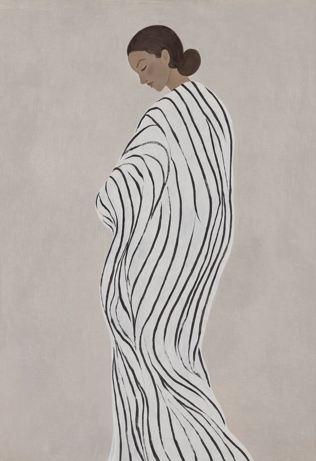 Striped Drapery Figure – New Pose II | Contemporary Figurative Wall Art