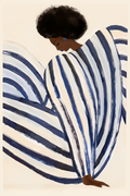 Blue Striped Dress – Illustrated Fashion Portrait Art Print