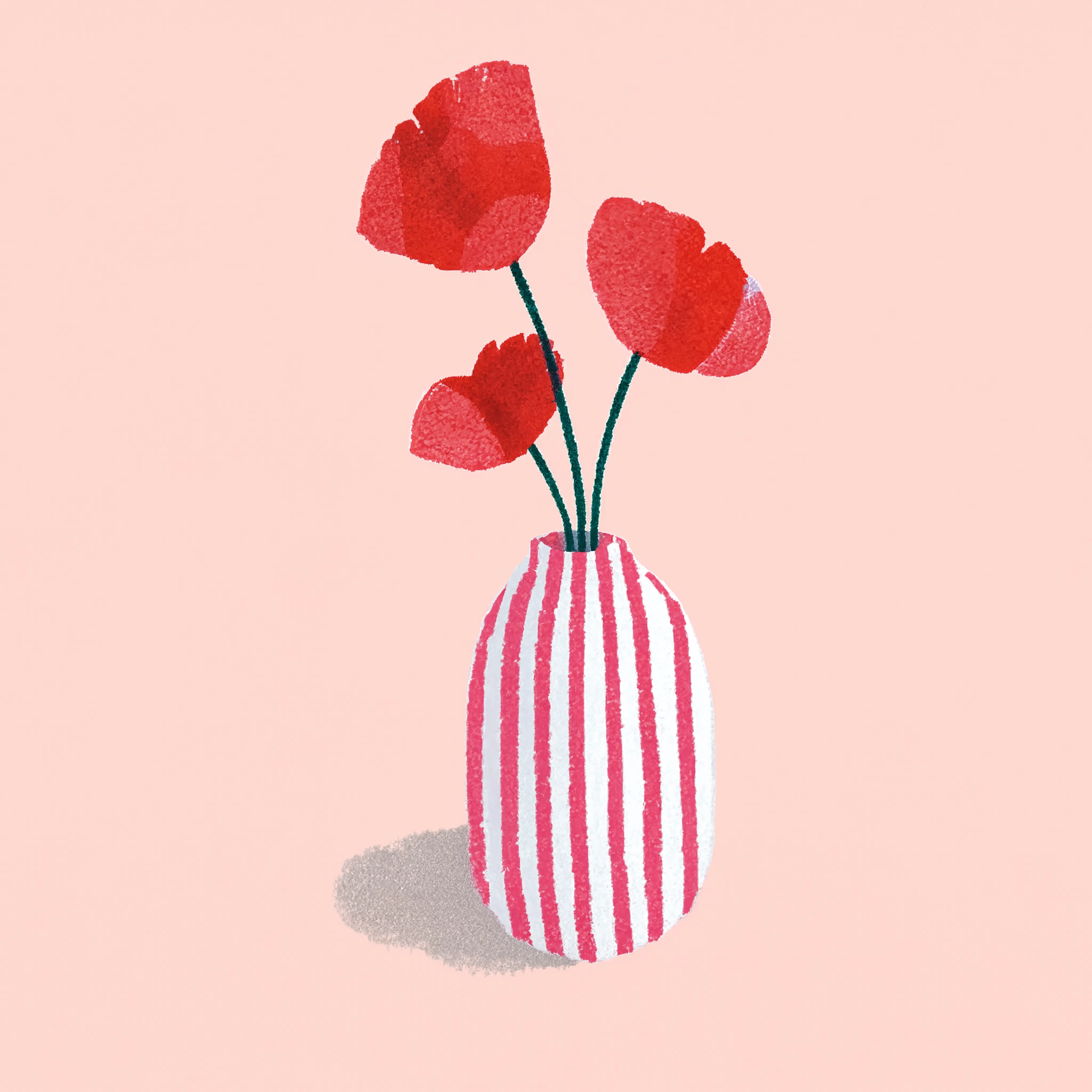 Pink Striped Vase | Contemporary Still Life Wall Art