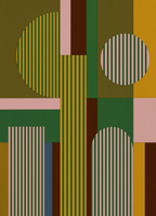 Set of 2 Earthy Geometric & Striped Weave Companion II | Contemporary Geometric & Abstract Wall Art Prints