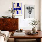Set of 2 Wall Art Prints – Klein-Inspired Blue Abstract & Karl Blossfeldt Botanical Photography Collection