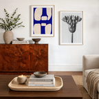 Set of 2 Wall Art Prints – Klein-Inspired Blue Abstract & Karl Blossfeldt Botanical Photography Collection