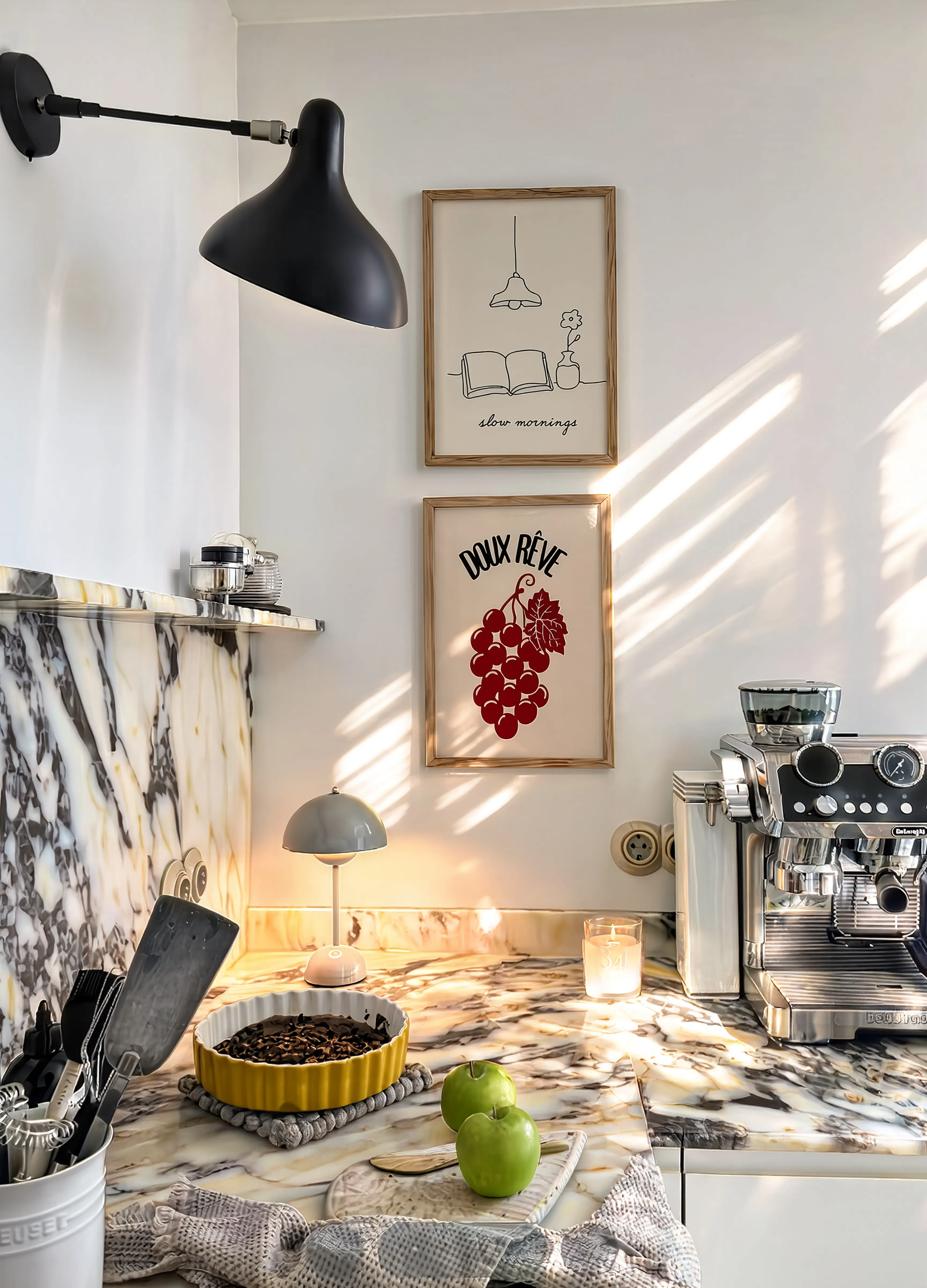 Set of 2 Kitchen Wall Art Prints | Slow Mornings & Doux Rêve