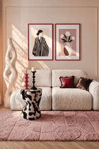Set of 2 Striped Composition & Floral Herbarium | Contemporary Figurative & Botanical Wall Art