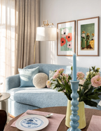 Set of 2 Three Elegant Black Women Portrait & Blush Poppy Prints | Contemporary Wall Art Set