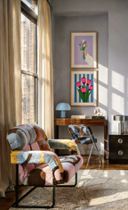 Set of 2 Tulips Pink Blooms Variation + Hand Me Flowers | Contemporary Floral Wall Art Prints