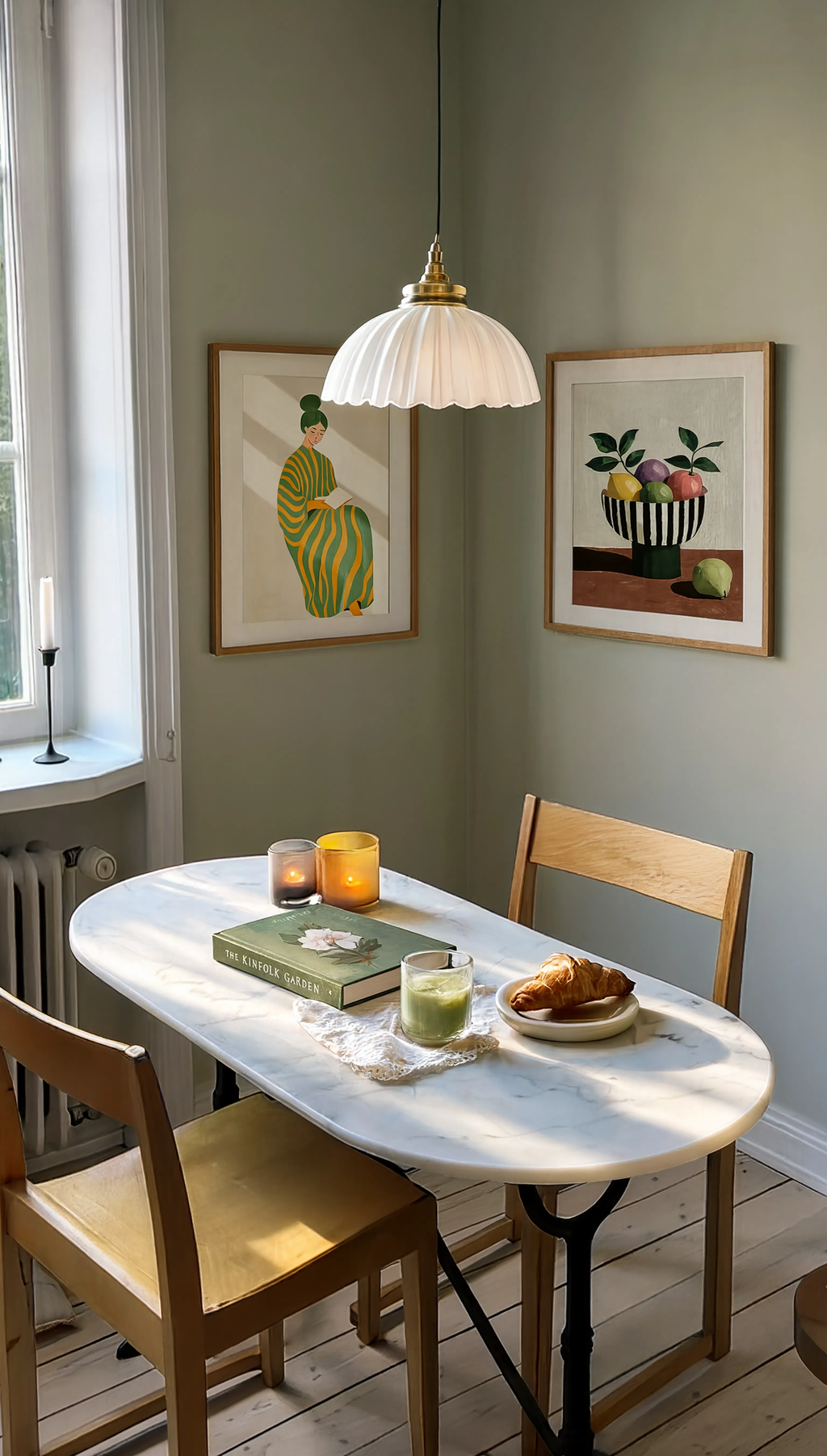 Set of 2 Still-Life Bowl Variation & Sage Green Seated Woman | Contemporary Still Life & Figurative Wall Art