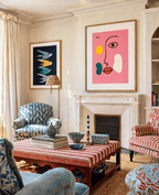Set of 2 Folk-Art Birds Variation & Blush Pink Portrait Prints | Scandinavian Folk & Contemporary Figurative Wall Art Set