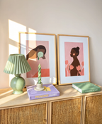 Set of 2 Minimalist Female Figure Wall Art Prints – Beautiful Woman & Elegant Woman with Flower