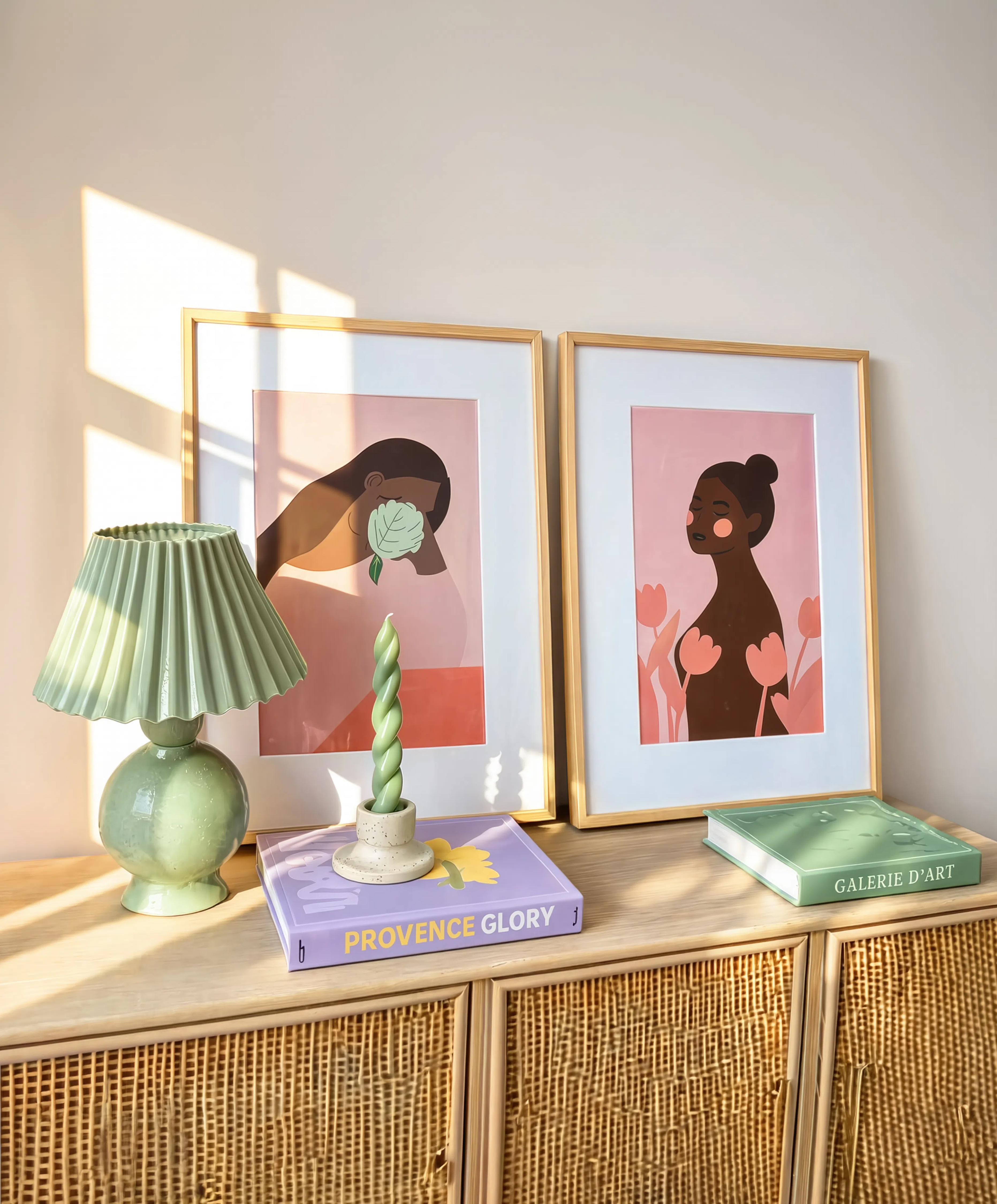 Set of 2 Minimalist Female Figure Wall Art Prints – Beautiful Woman & Elegant Woman with Flower