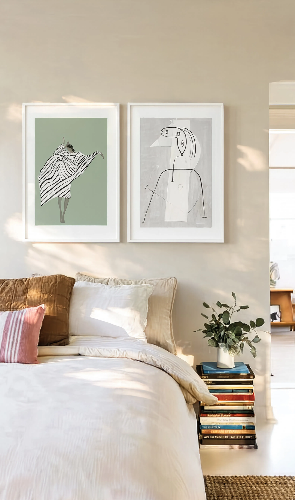 Set of 2 Contemporary Figurative Art Prints – Contemplation & Ethereal Grace Gallery Set