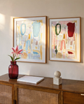 Set of 2 Abstract Shapes & Powder Blue | Contemporary Abstract Wall Art Prints