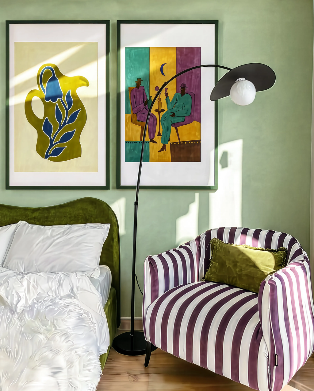 Set of 2 Two Men Conversing & Ceramic Botanical | Contemporary Figurative & Botanical Art Prints