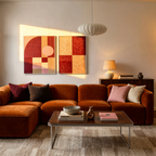 Set of 2 Burgundy Geometry & Geometric Burgundy | Contemporary Geometric Wall Art Prints