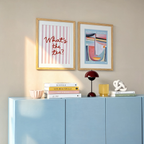 Set of 2 Expressionist & Contemporary Wall Art Prints – What’s The Tea & Pink Abstract Portrait Gallery Set