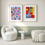 Set of 2 Festive Table & Henri Matisse Wall Art Prints – Colourful Still Life Kitchen Gallery Set