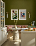 Set of 2 Painterly Blooms in Blush and Forest & Traditional Figurative Talks | Contemporary Floral & Figurative Wall Art Prints