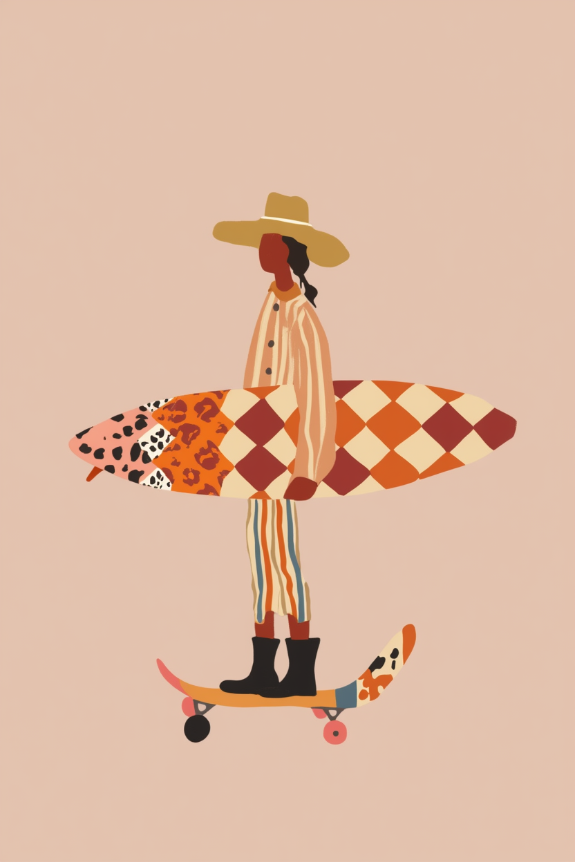 Set of 3 Surfer & Skater Prints – Coastal Lifestyle Wall Art