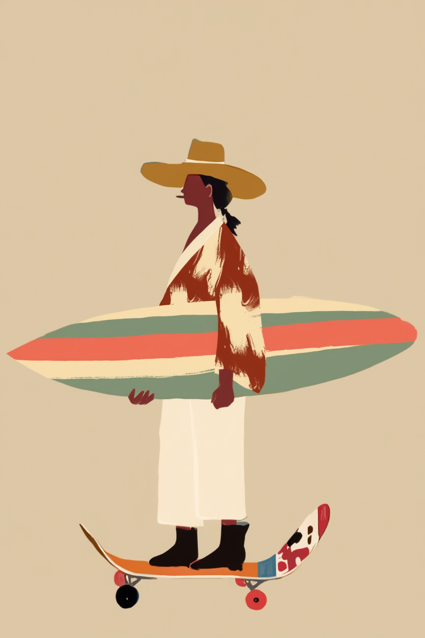 Set of 3 Surfer & Skater Prints – Coastal Lifestyle Wall Art