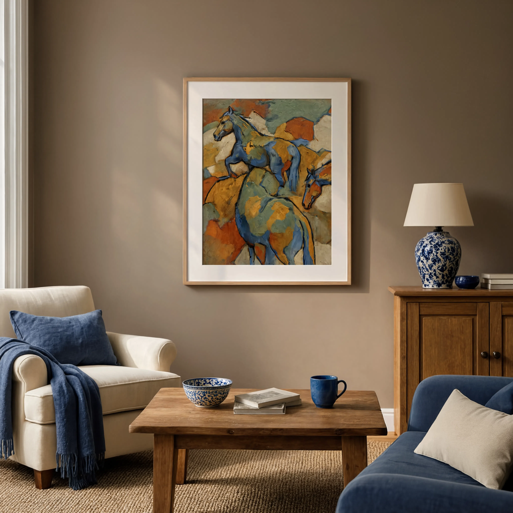 Palette – Blue Horses I | Contemporary Figurative Art Print