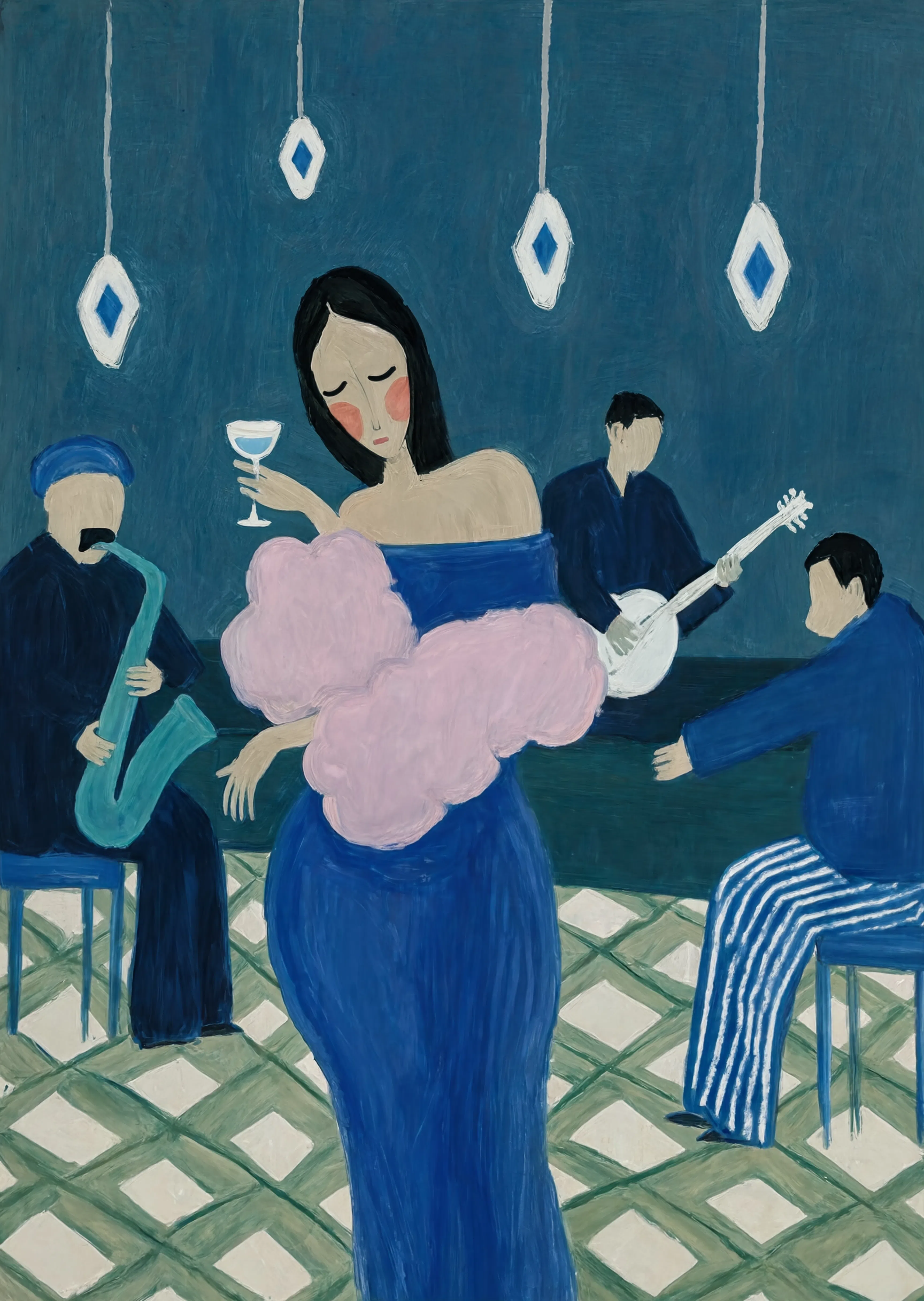 Teal Jazz Lounge Print | Contemporary Music-Inspired Wall Art